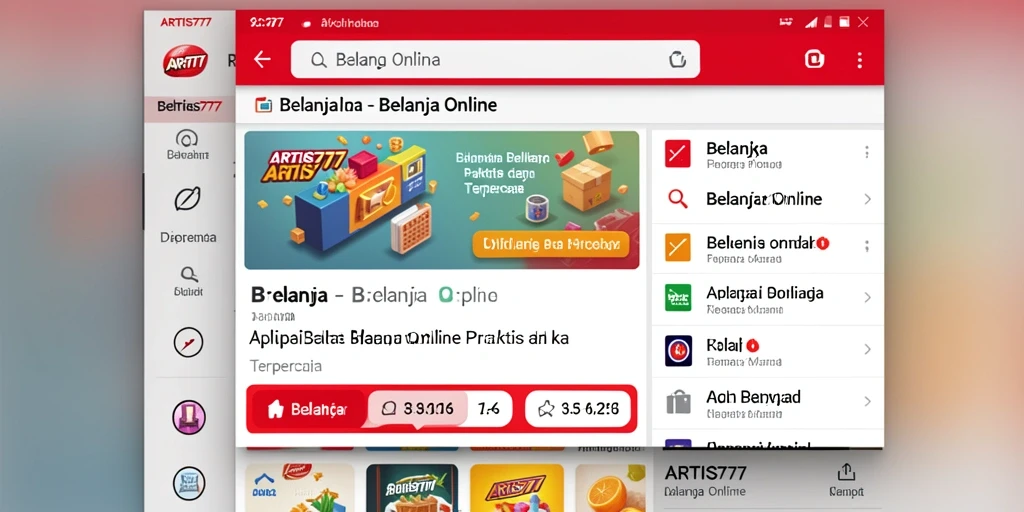Antarmuka aplikasi belanja online ARTIS777 yang modern dan mudah digunakan.