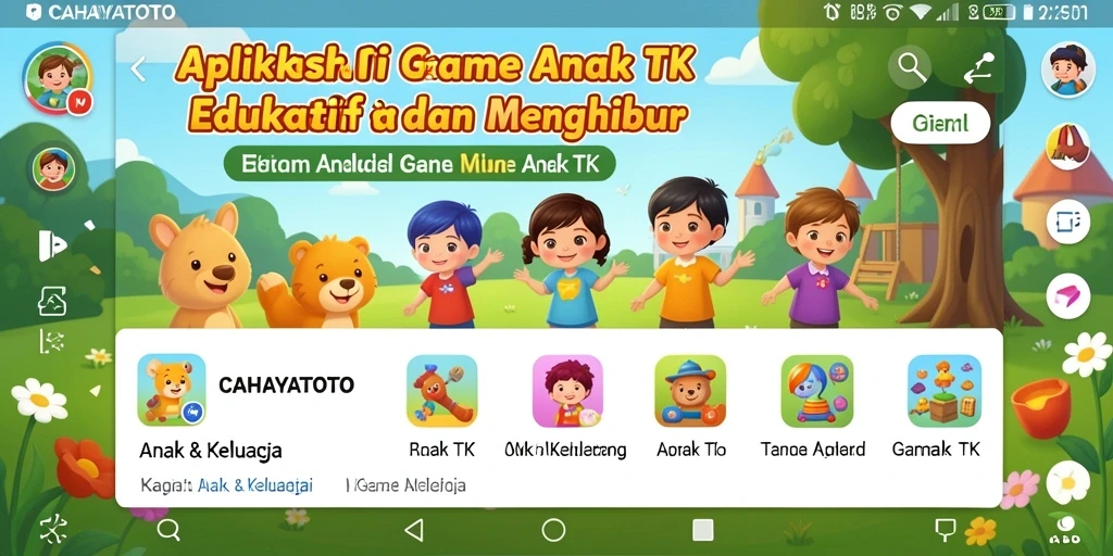 Tampilan antarmuka CAHAYATOTO dengan permainan edukatif yang menarik.