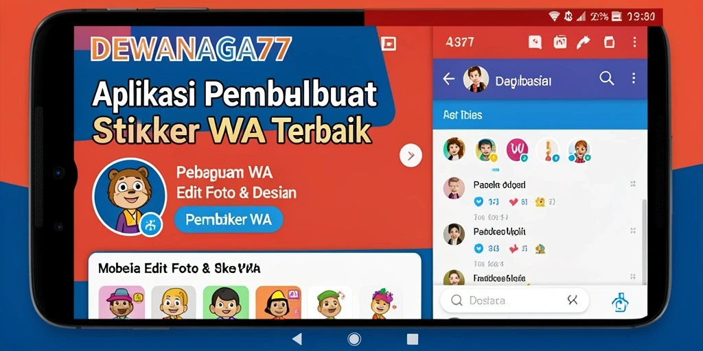 Tampilan aplikasi DEWANAGA77 untuk membuat stiker WhatsApp.