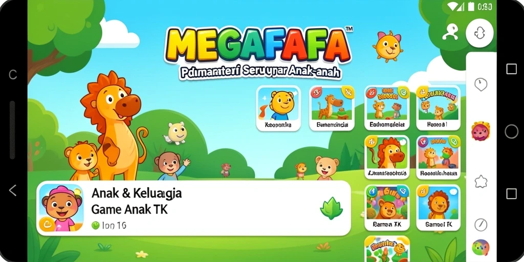 Antarmuka MEGAFAFA yang menarik untuk permainan edukatif anak.