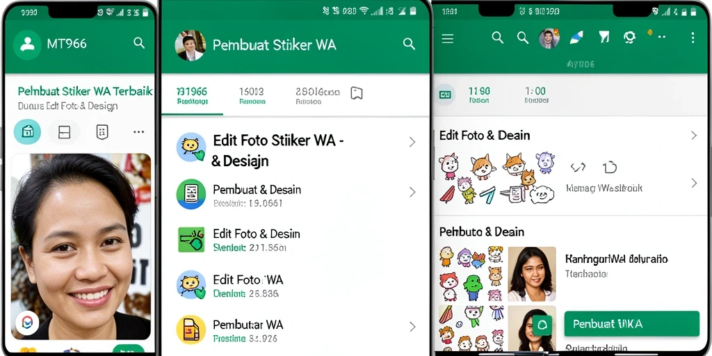 Tampilan antarmuka stiker yang menarik dari aplikasi MT966.