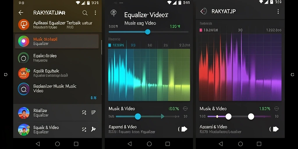 Screenshot antarmuka RAKYATJP menunjukkan fungsi Equalizer yang intuitif.