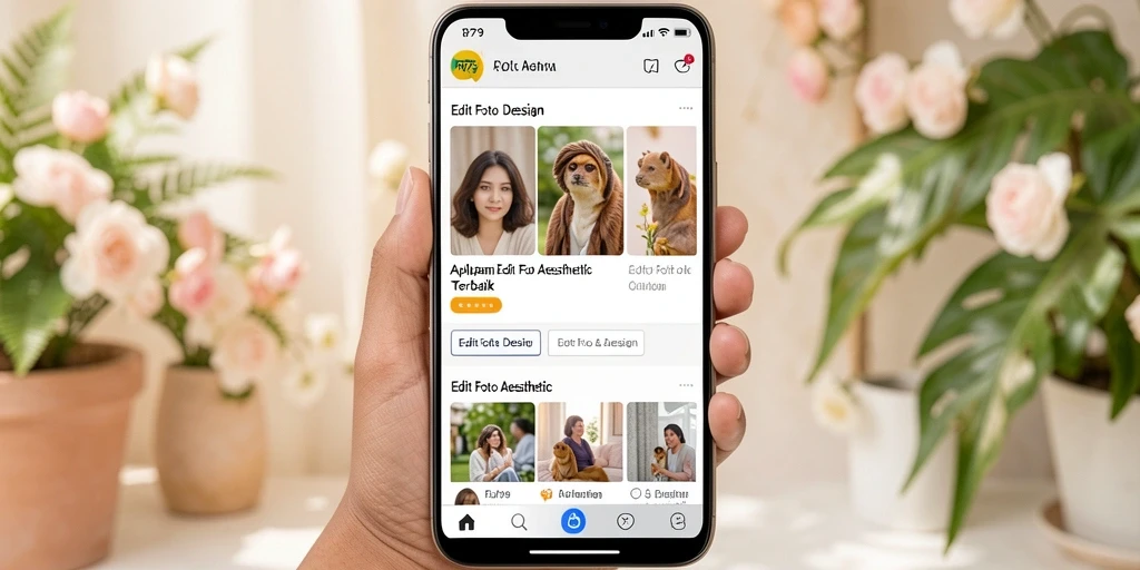 Screenshot utama RP79 yang menunjukkan antarmuka pengeditan foto aesthetic.