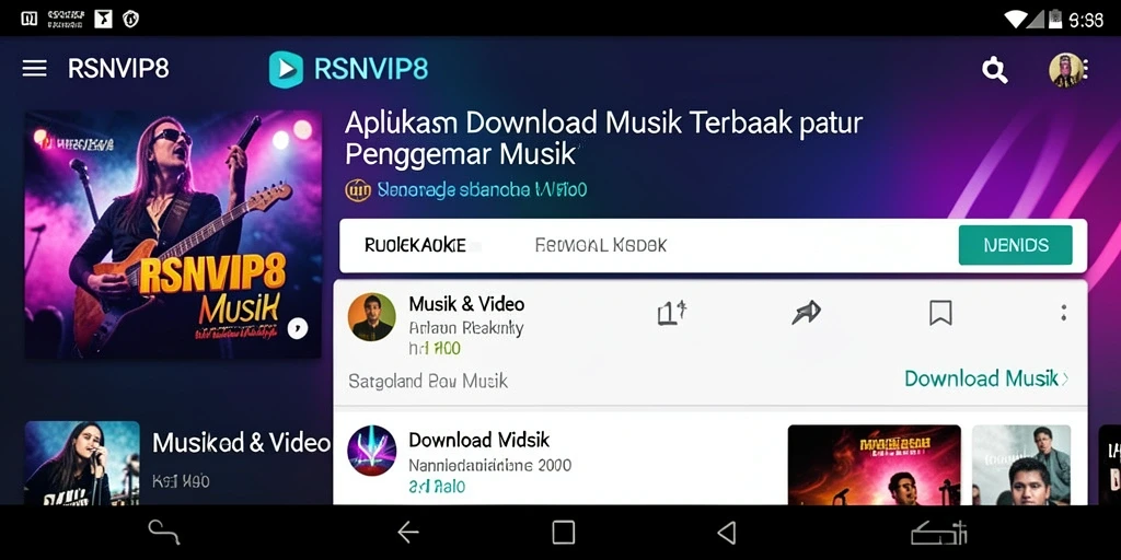 Antarmuka RSNVIP8 menampilkan fungsi Download Musik yang user-friendly.