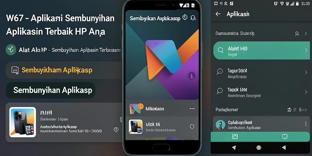 Antarmuka W67 untuk menyembunyikan aplikasi dengan mudah dan cepat.