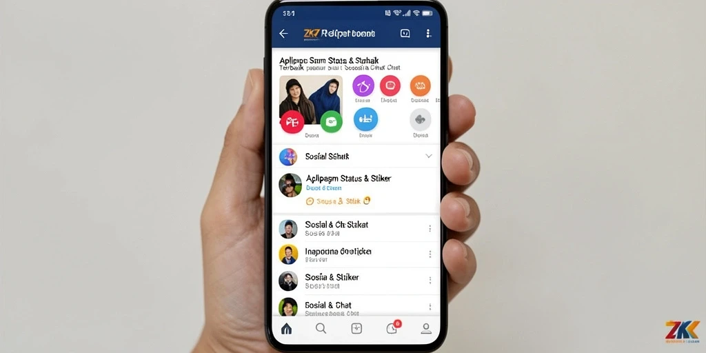 Antarmuka pengguna ZK7 menampilkan berbagai stiker menarik.